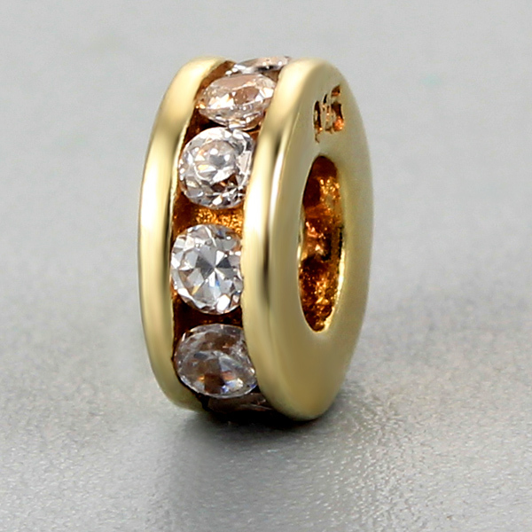 925 Sterling Silver Cubic Zirconia Flat Bead