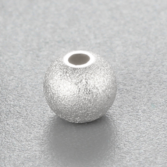 925 Sterling Silver Brushed Round Beads,6mm