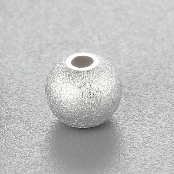 925 Sterling Silver Brushed Round Beads,6mm