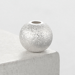 925 Sterling Silver Brushed Round Beads,6mm