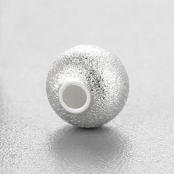 925 Sterling Silver Brushed Round Beads,6mm