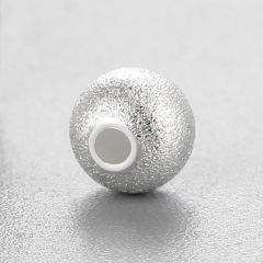 925 Sterling Silver Brushed Round Beads,6mm
