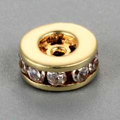 925 Sterling Silver Cubic Zirconia Flat Bead