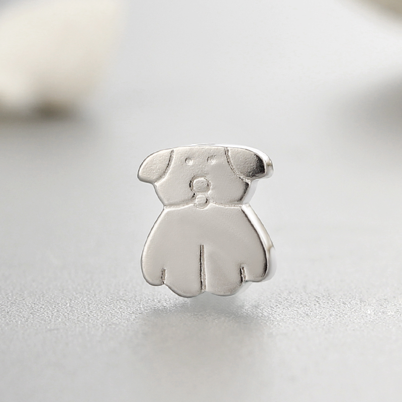 925 Sterling Silver Cute Dog Beads Jewelry Findings For Girls