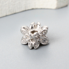 925 Sterling Silver CZ Flower Shape Beads