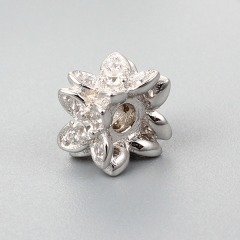 925 Sterling Silver CZ Flower Shape Beads