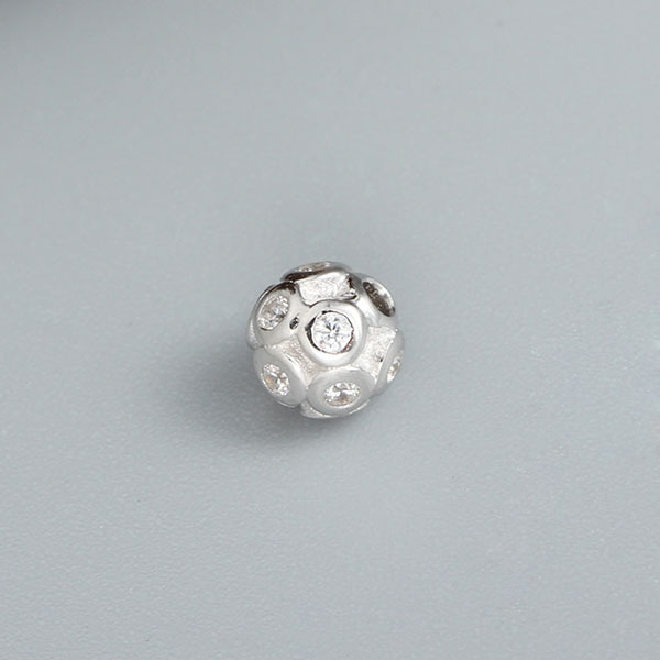 925 Sterling Silver Cubic Zirconia Football Charm Bead