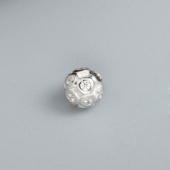 925 Sterling Silver Cubic Zirconia Football Charm Bead