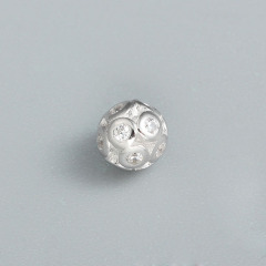 925 Sterling Silver Cubic Zirconia Football Charm Bead
