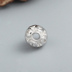 925 Sterling Silver Big Cubic Zirconia Football Bead