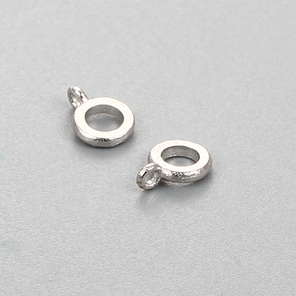 925 Sterling Silver Brushed Ring Beads