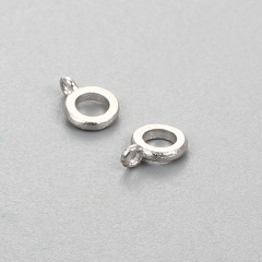 925 Sterling Silver Brushed Ring Beads