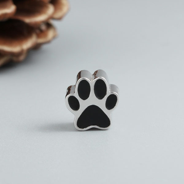 925 Sterling Silver Cute Dog Paw Enamel Charm Beads