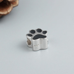 925 Sterling Silver Cute Dog Paw Enamel Charm Beads