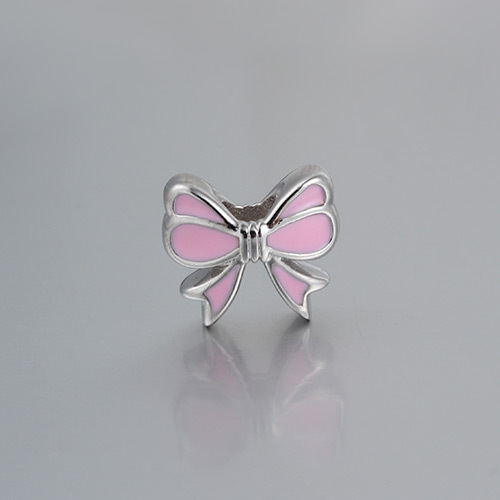 925 Silver Enamel Christmas Bow Beads