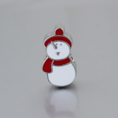 925 Silver Enamel Snowman Bead