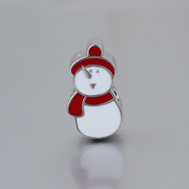 925 Silver Enamel Snowman Bead