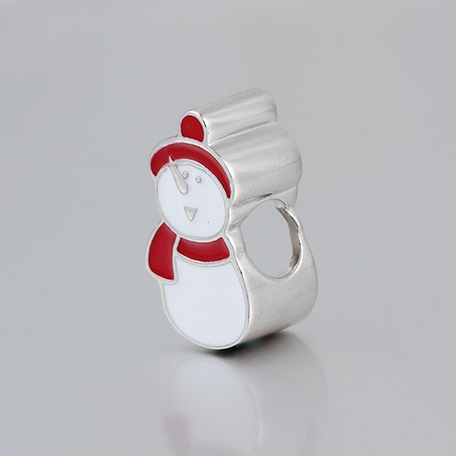 925 Silver Enamel Snowman Bead