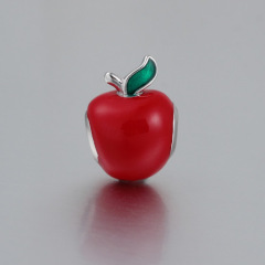 925 Silver Enamel Enamel Apple Bead