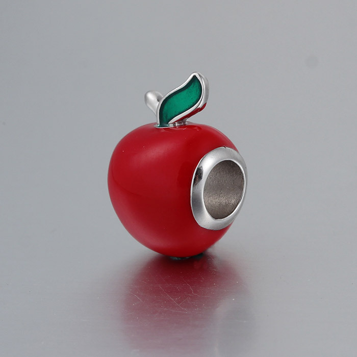 925 Silver Enamel Enamel Apple Bead