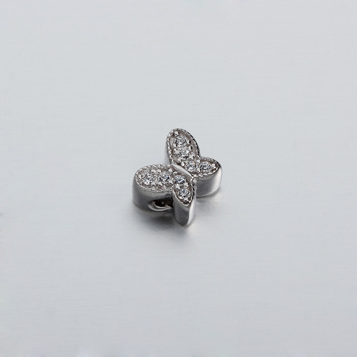 925 Sterling Silver CZ Butterfly Beads