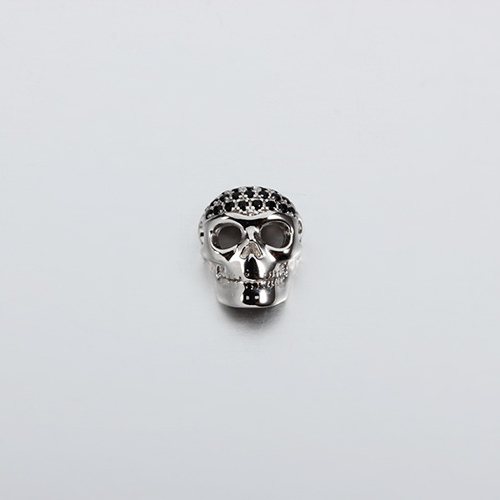 925 Sterling Silver CZ Skull Bead