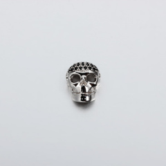 925 Sterling Silver CZ Skull Bead