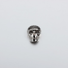 925 Sterling Silver CZ Skull Bead