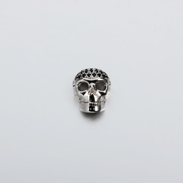 925 Sterling Silver CZ Skull Bead