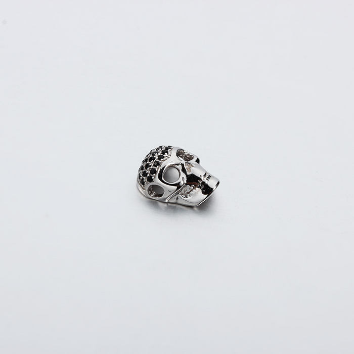 925 Sterling Silver CZ Skull Bead