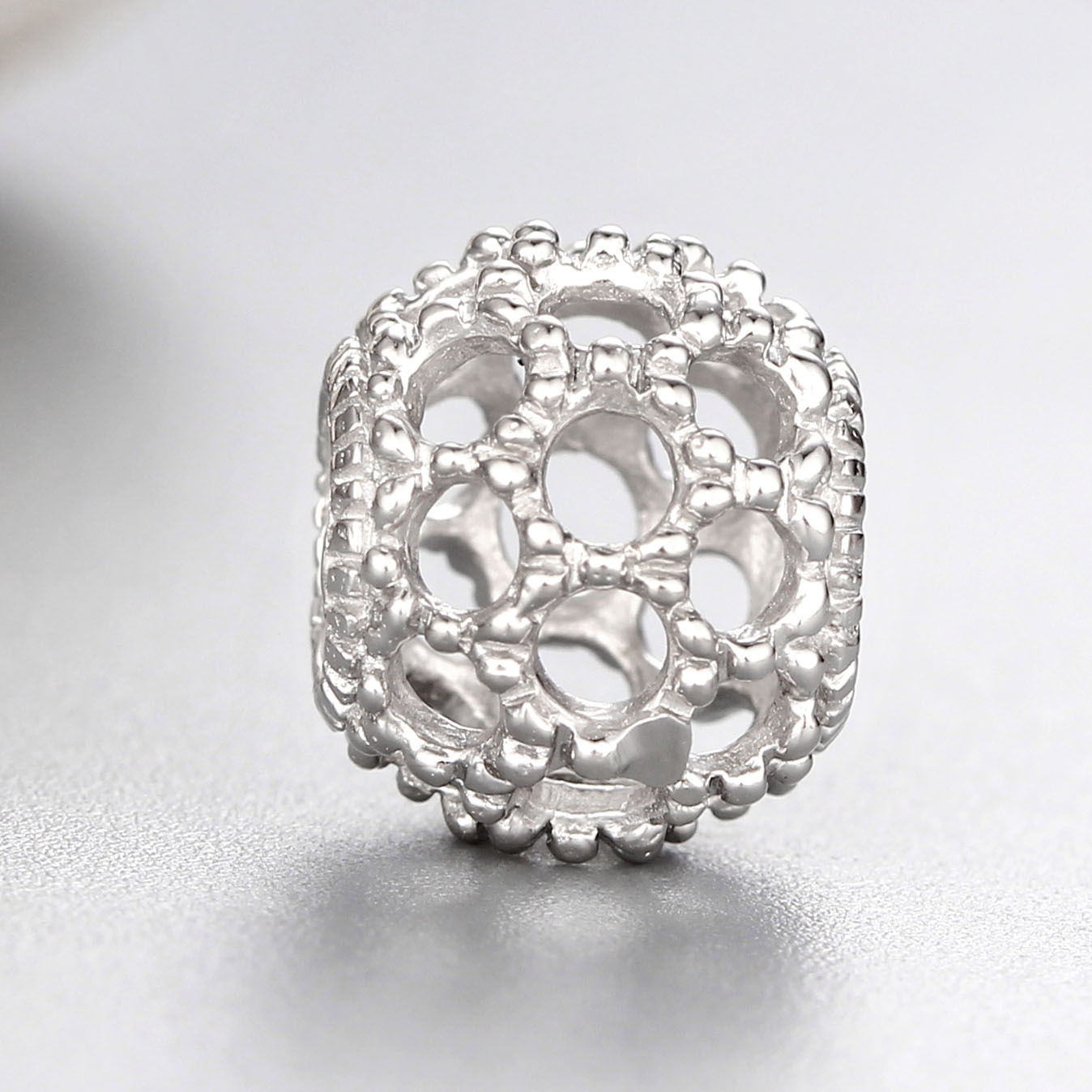 925 Sterling Silver Hollow Round Beads