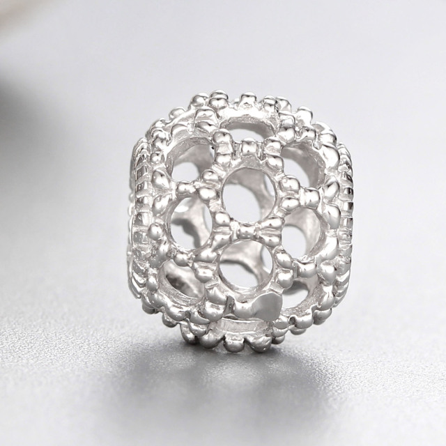 925 Sterling Silver Hollow Round Beads