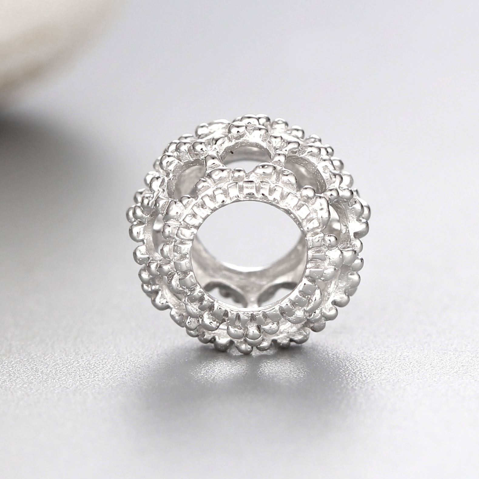 925 Sterling Silver Hollow Round Beads