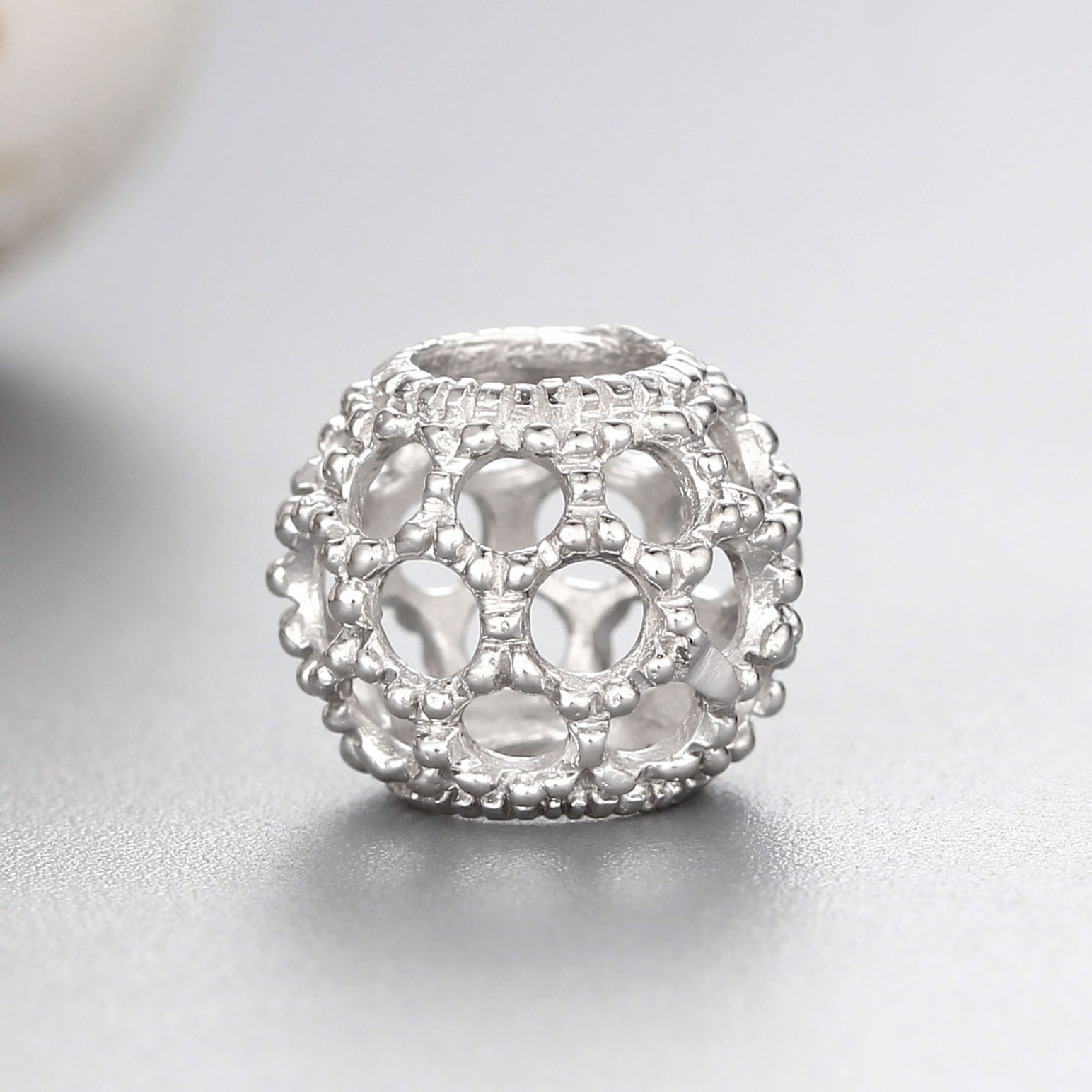 925 Sterling Silver Hollow Round Beads