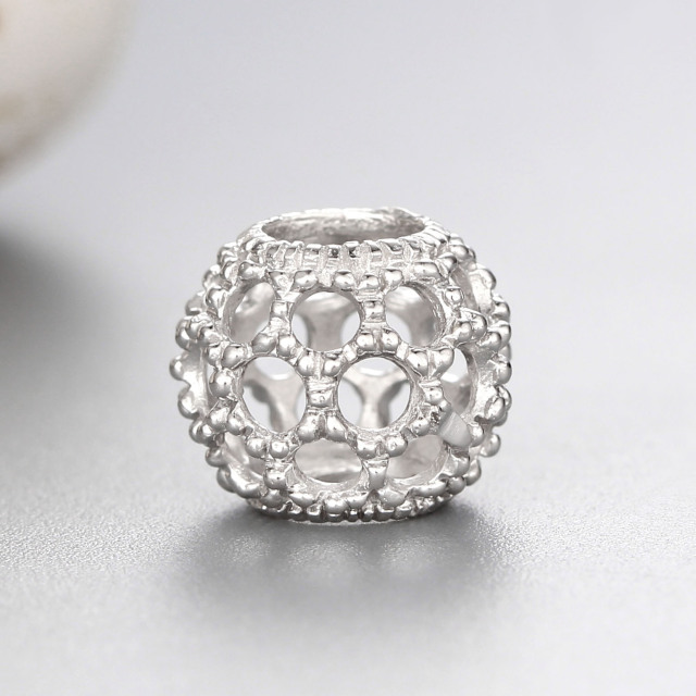 925 Sterling Silver Hollow Round Beads