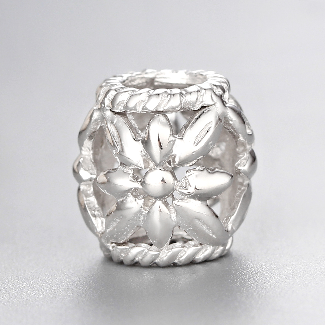 925 Sterling Silver Flower Leaves Beads
