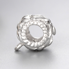 925 Sterling Silver Flower Leaves Beads