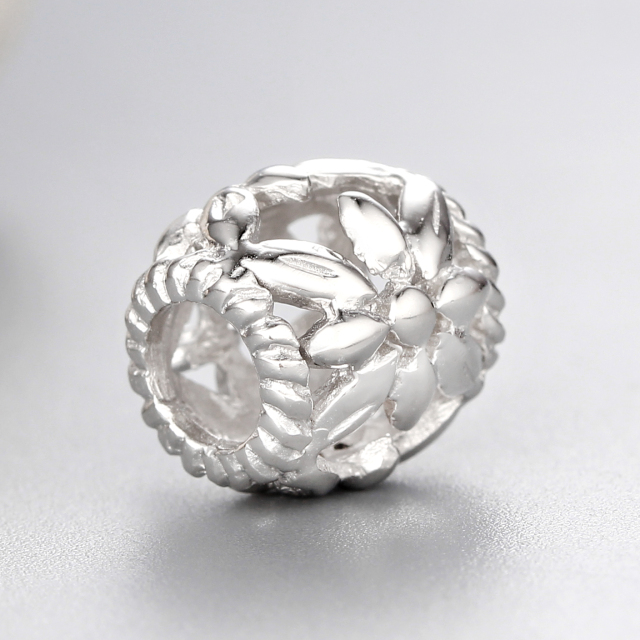 925 Sterling Silver Flower Leaves Beads