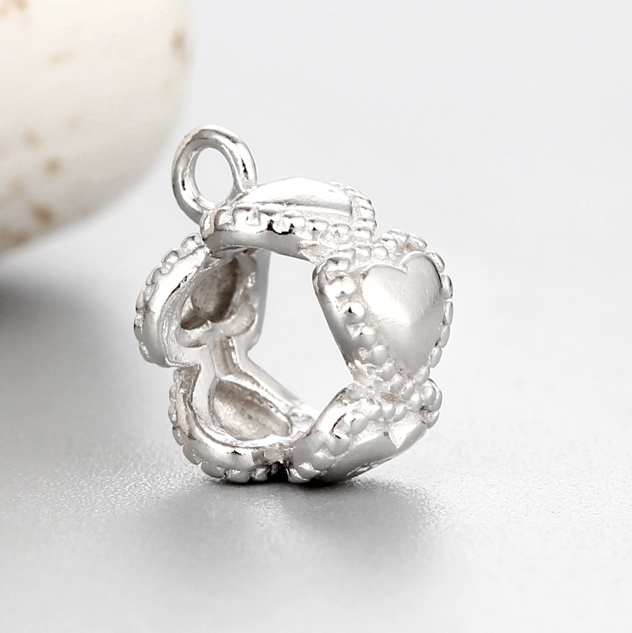 925 Sterling Silver Heart Ring Beads