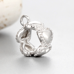 925 Sterling Silver Heart Ring Beads