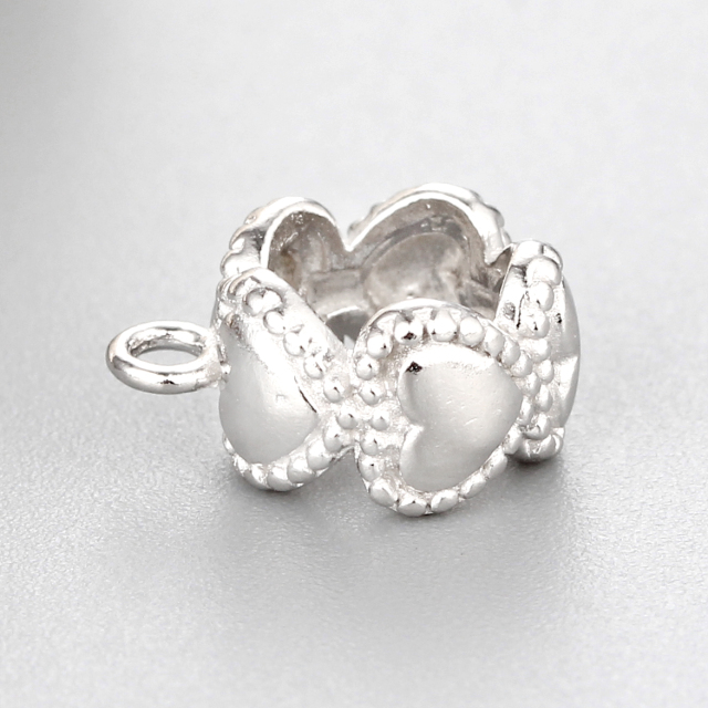 925 Sterling Silver Heart Ring Beads