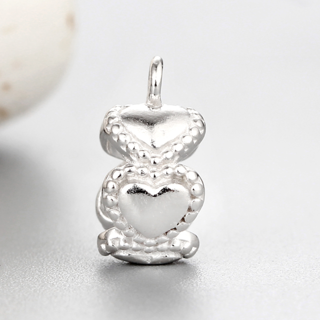 925 Sterling Silver Heart Ring Beads