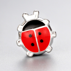 925 Sterling Silver Enamel Ladybug Beads
