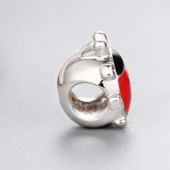 925 Sterling Silver Enamel Ladybug Beads