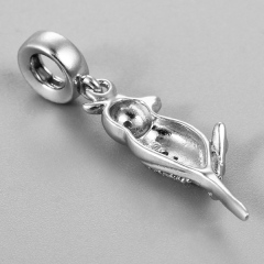 Silver Woodpecker Charm Bead