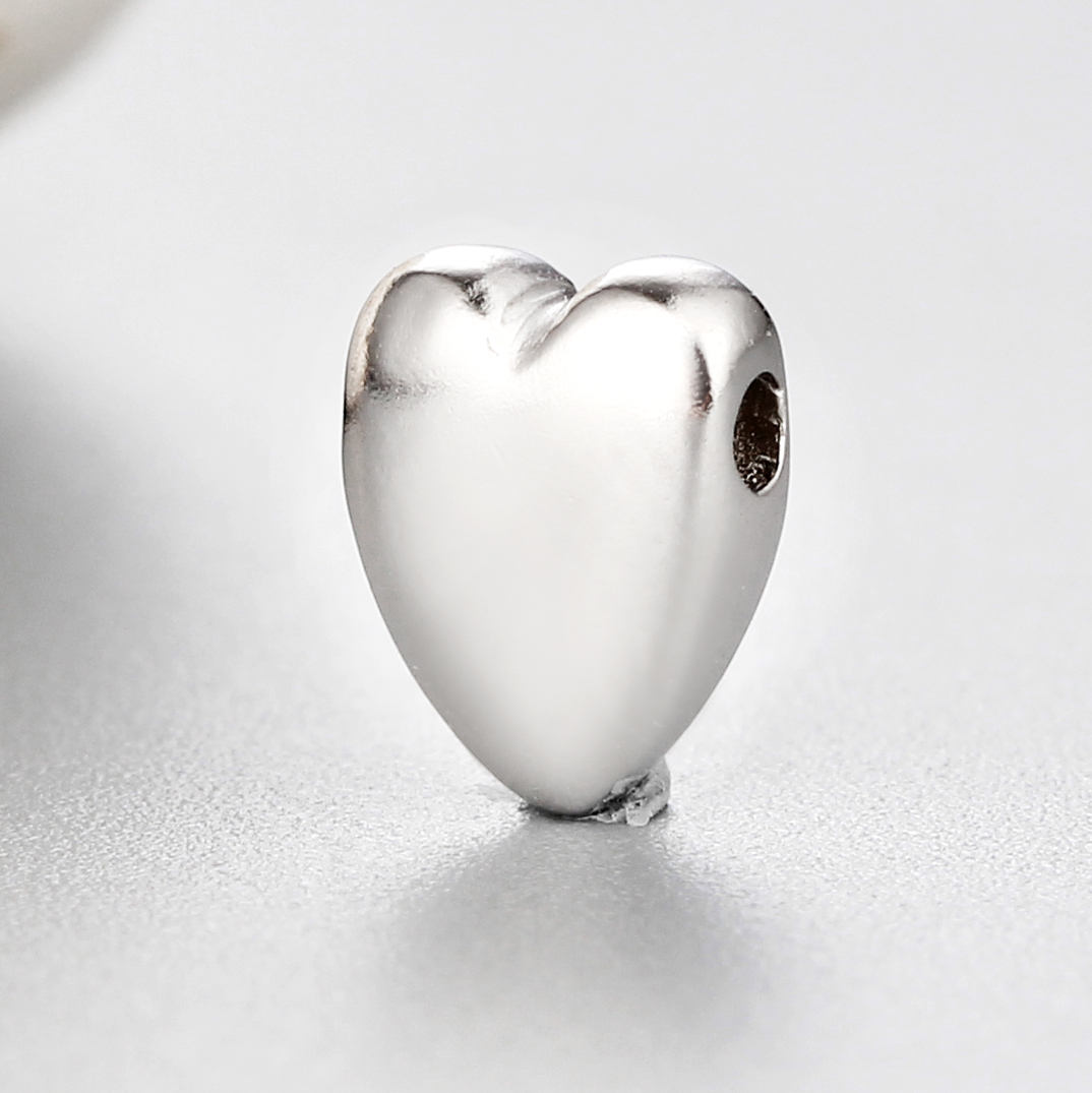 925 Sterling Silver Diy Simple Heart Beads