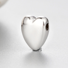 925 Sterling Silver Diy Simple Heart Beads