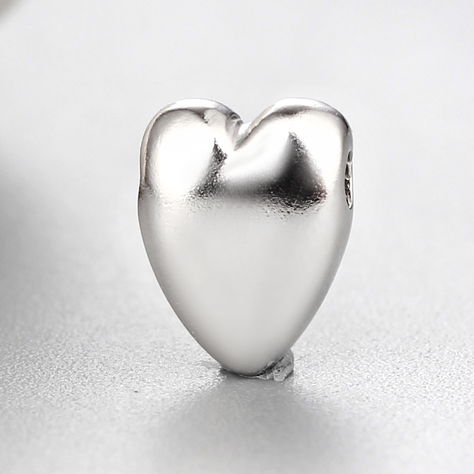 925 Sterling Silver Diy Simple Heart Beads