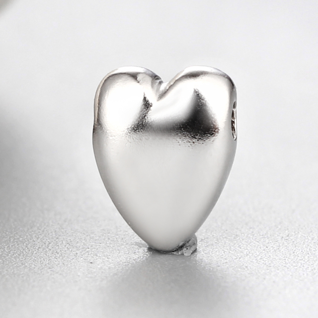925 Sterling Silver Diy Simple Heart Beads
