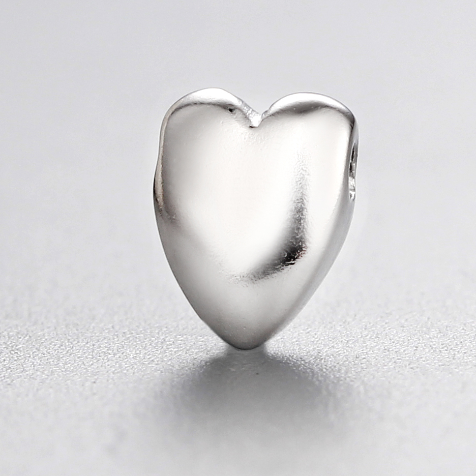 925 Sterling Silver Simple Diy Heart Beads